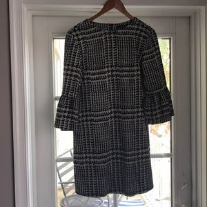 Houndstooth Bell Sleeve Wool Zara Dress
